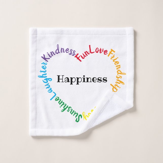 Colorful Happy Words Heart (Gant de toilette)