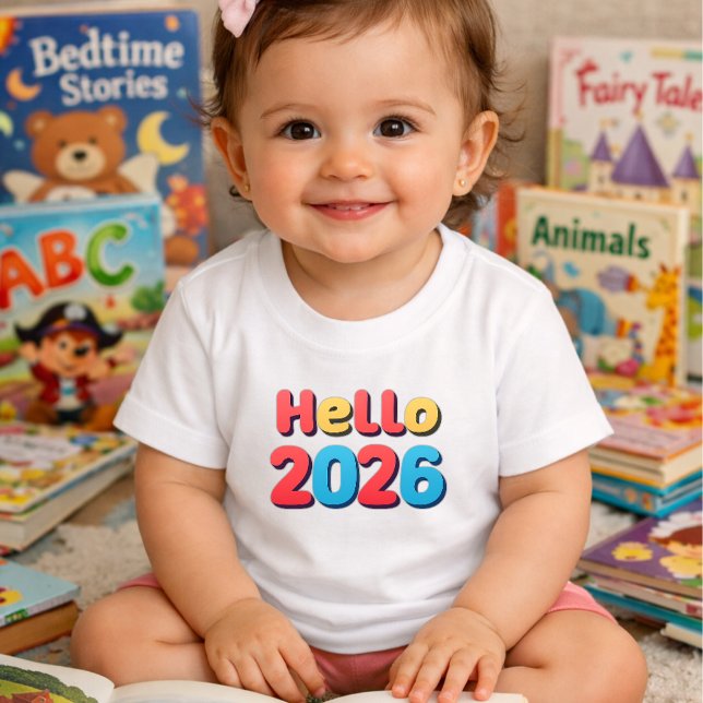 Colorful Hello 2026 happy new year toddler T-Shirt (Créateur téléchargé)