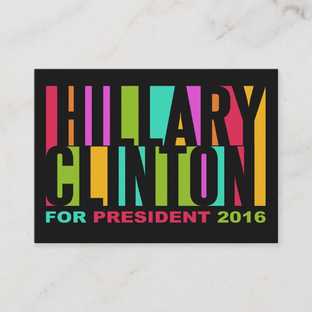 Colorful Hillary Clinton 2016 cartes de visite (Devant)