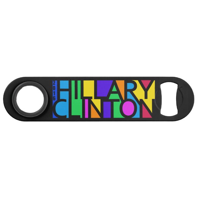 Colorful Hillary Clinton 2016 ouvre-bouteille pers (Devant (Horizontal))