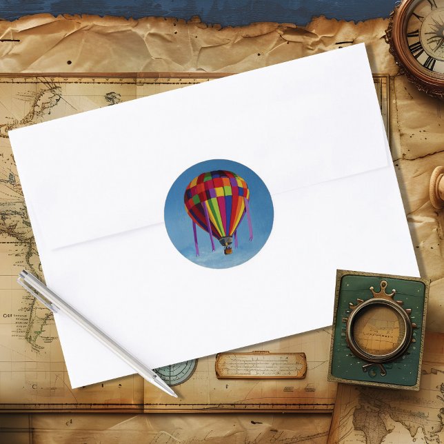 Colorful Hot Air Balloon Classic Round Sticker (Créateur téléchargé)