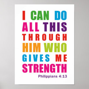 Colorful Inspirational Philippians 4:13 Affiches