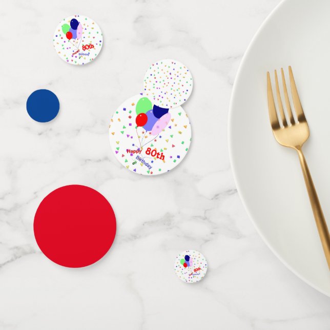 Colorful Joyeux 80e Anniversaire Ballons Confetti (Groupe)