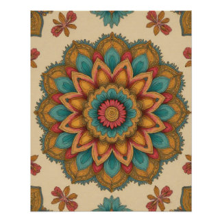 Colorful Mandala Floral Boho Poster