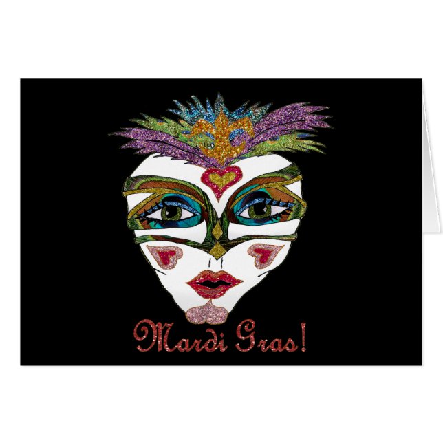 Colorful Mardi Gras Glitter Feather Mask (Devant horizontal)
