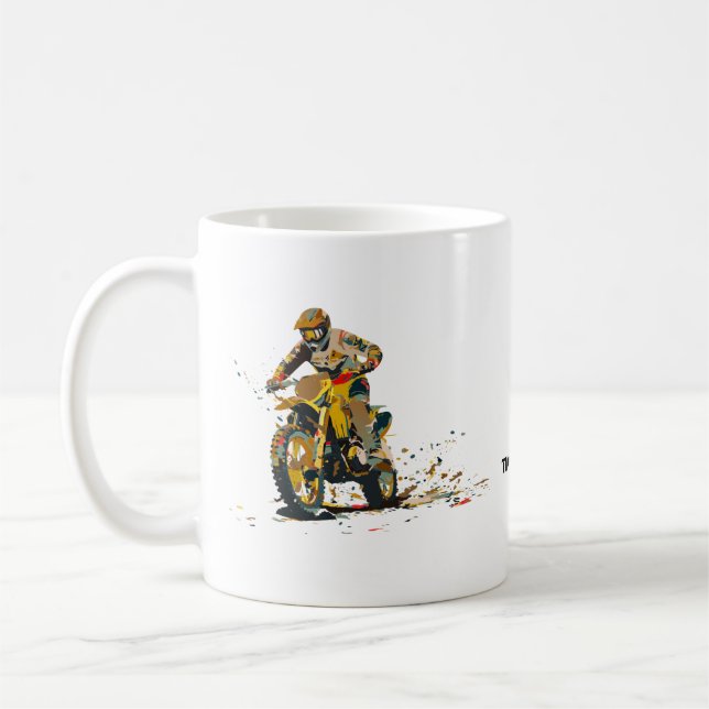 Colorful Motorcycle Dirt Bike Rider Coffee Mug (Gauche)