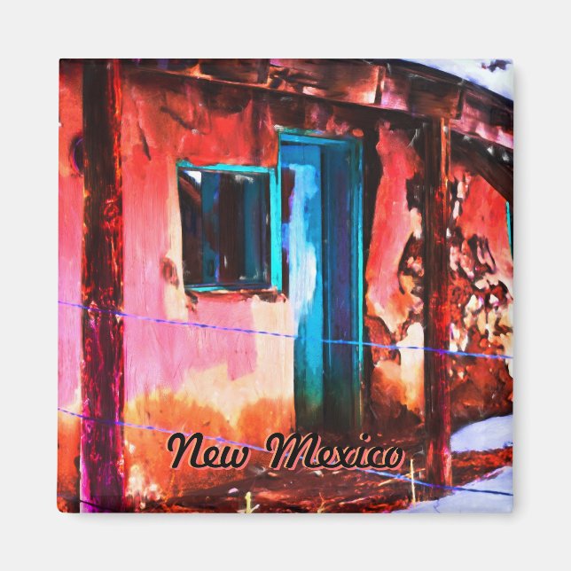 Colorful New Mexico Adobe Building Magnet (Devant)