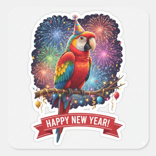 Colorful Parrot New Year Sticker (Devant)