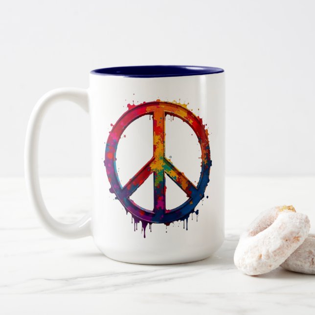 Colorful peace sign mug (Avec donut)
