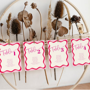 Colorful Pink Wavy Bordure Nom du siège Carte de t