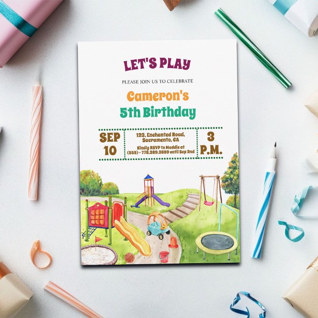 Colorful Playground Party 5th Birthday Invitation (Créateur téléchargé)