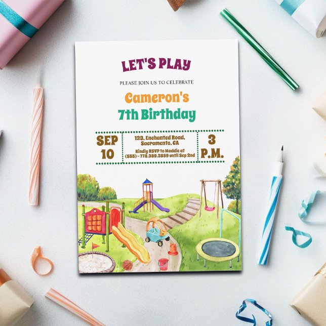 Colorful Playground Party 7th Birthday Invitation (Créateur téléchargé)
