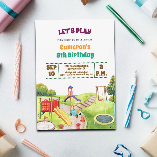 Colorful Playground Party 8th Birthday Invitation (Créateur téléchargé)