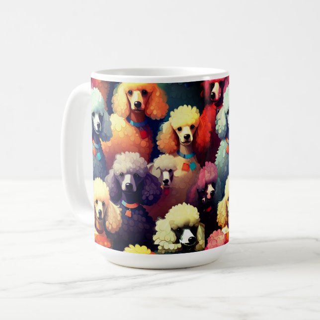Colorful Poodle Mug | Artistic Coffee Cup for Dog  (Devant gauche)