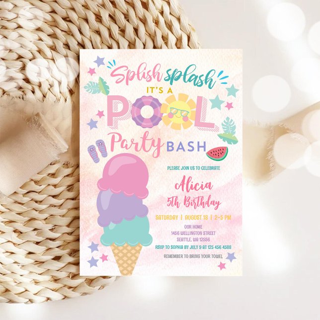 Colorful Pool Party Birthday Invitation (Créateur téléchargé)