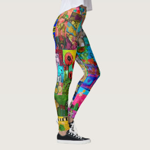 Colorful Pop Art Mixed Media Collage Leggings