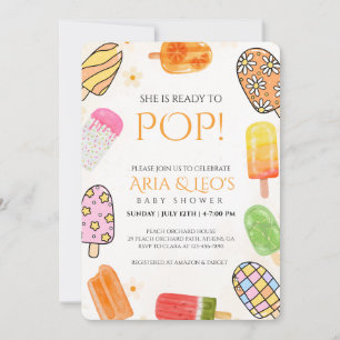 Colorful Popsicle Baby shower d'été Invitation