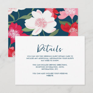 Colorful Red Floral Mariage Détails de l'invité Bl
