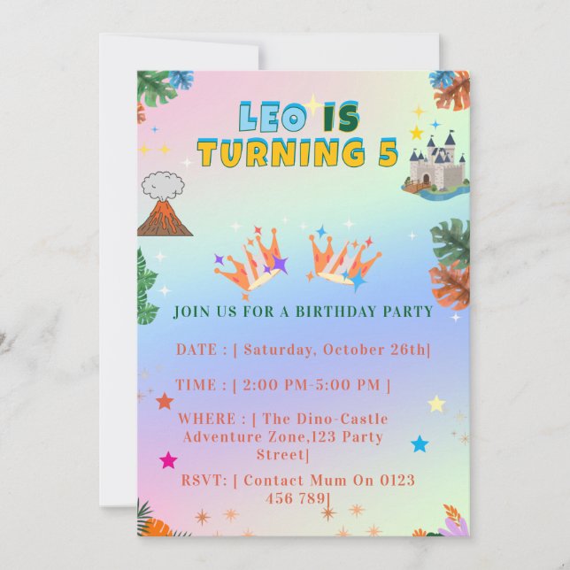 Colorful Royal King Birthday invitation (Devant)