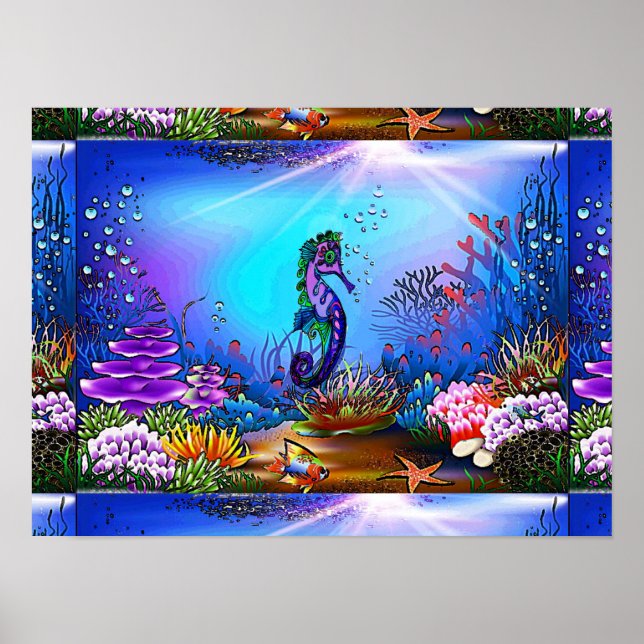 Colorful seahorse poster (Devant)