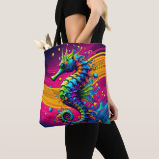 Colorful Seahorse Tote Bag – Ocean Fantasy Art