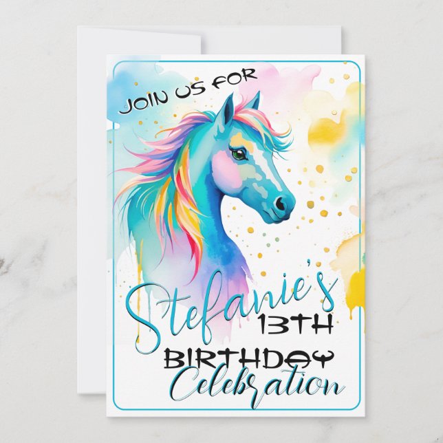 Colorful Spirit Pony 10 Anniversaire Invitation (Devant)