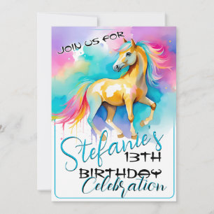 Colorful Spirit Pony 13 Anniversaire Invitation
