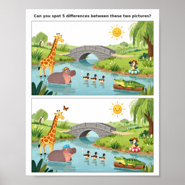 Colorful Spot the Difference Puzzle Poster  (Devant)