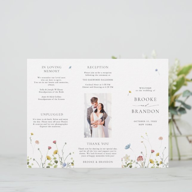 Colorful Spring Fleur sauvage Meadow Wedding Progr (Debout devant)