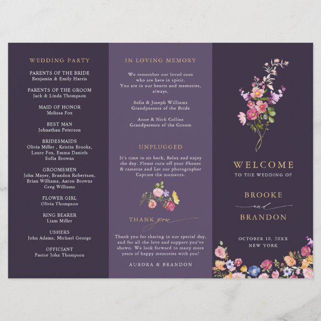 Colorful Spring Fleur sauvage Meadow Wedding Progr (Devant)