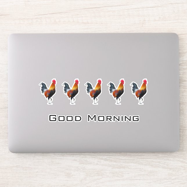 Colorful Strutt Roosters Design Contour Sticker (Ordinateur)