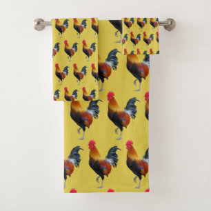 Colorful Strutting Roosters Design Ensemble de ser
