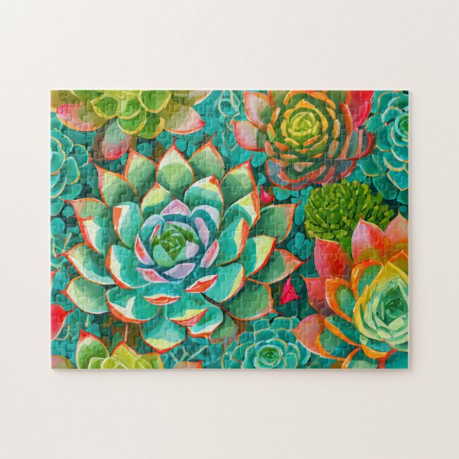 Colorful Succulent 2 Photo Puzzles Internet Jigsaw (Horizontal)