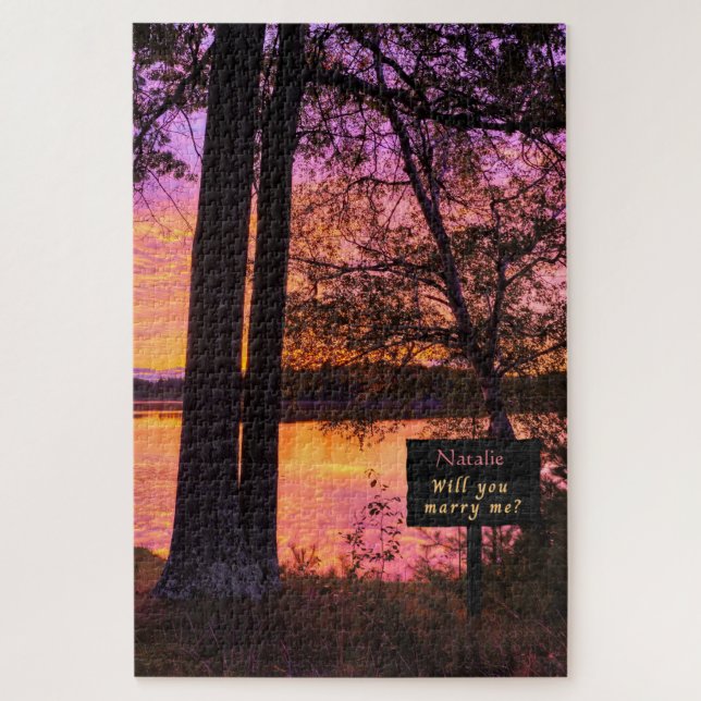 Colorful Sunset on the Lake Marry Me Puzzle  (Vertical)