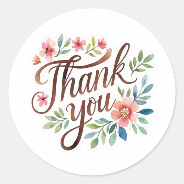 Colorful Thank You Classic Round Sticker (Devant)