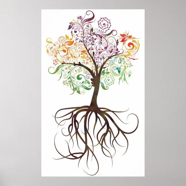 Colorful Tree With Roots Poster (Devant)