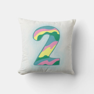 Colorful Wavy Number Deux Coussins