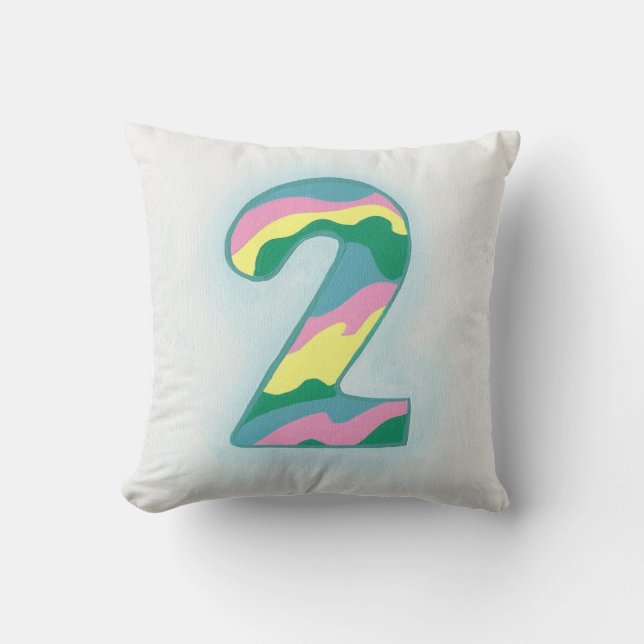 Colorful Wavy Number Deux Coussins (Recto)