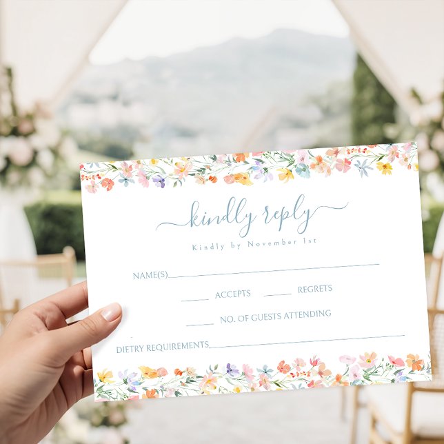 Colorful Wildflower Spring Wedding RSVP card (Créateur téléchargé)