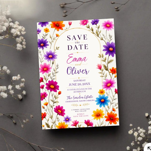 Colorful Wildflowers Wedding Invitation (Créateur téléchargé)