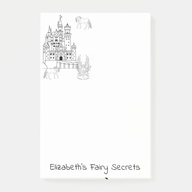 Coloriage Château de Fées Post-it Notes (Devant)