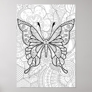 Coloriage papillon Abstrait Poster
