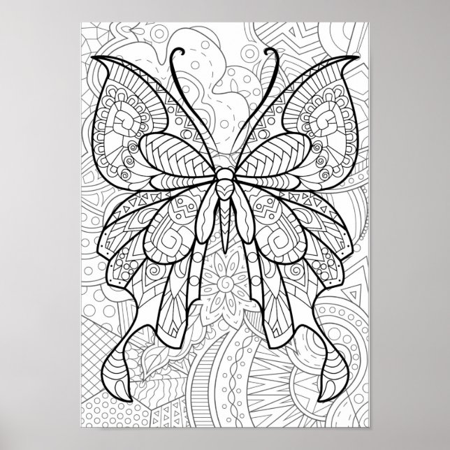 Coloriage papillon Abstrait Poster (Devant)