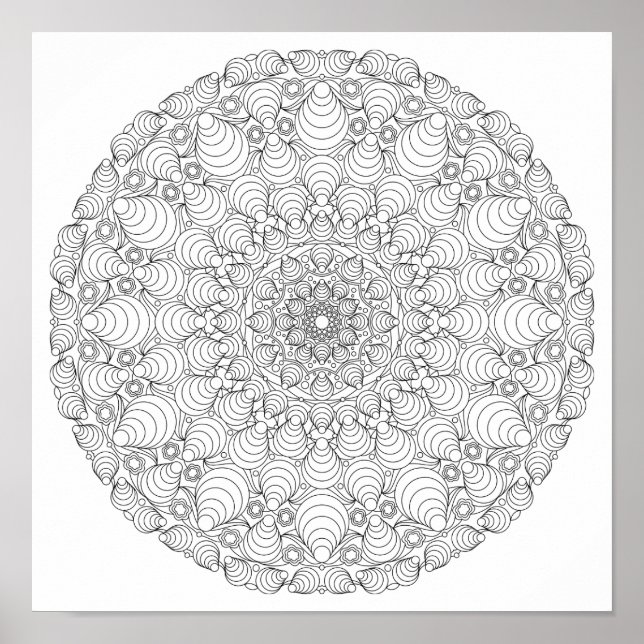 Coloring Poster – Optical Illusion Mandala (Devant)
