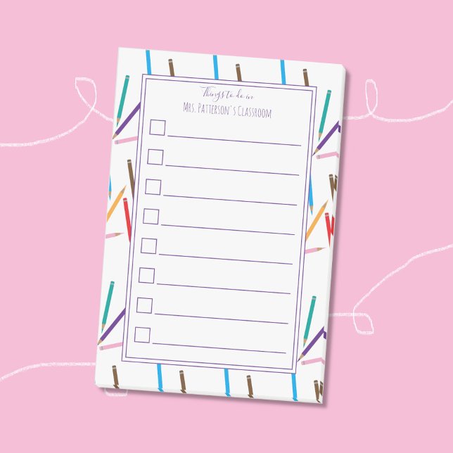 Coloris Crayon Enseignant De Cadre À Faire Post-It (These sticky notes with a scattered colored pencils frame will make a great gift for art teachers . )