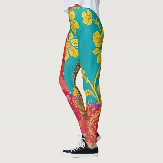 Coloris Oriental Vert Rouge - Leggings  (Gauche)