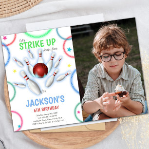 Colors Bowling Invitations d'anniversaire avec pho