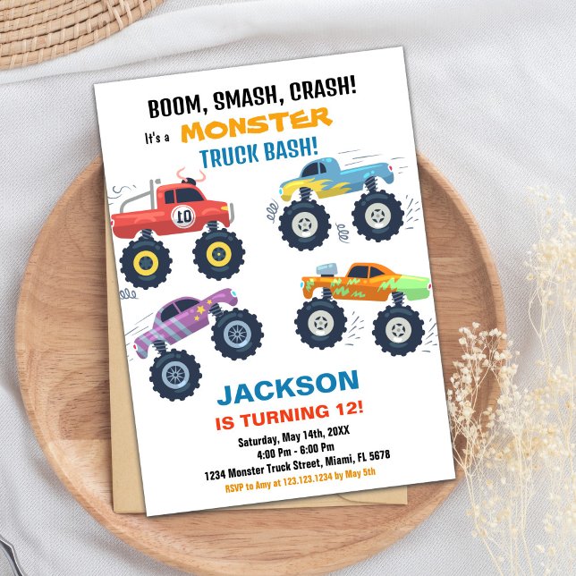 Colors Monster Truck Invitations d'anniversaire (Colours Monster Truck Birthday Invitations)