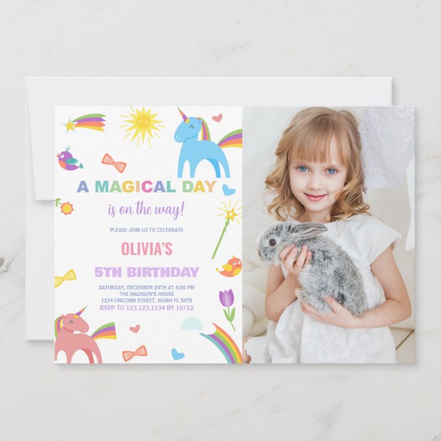 Colors Unicorn Anniversaire Invitations photo (Devant)