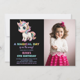Colors Unicorn Invitations d'anniversaire avec pho
